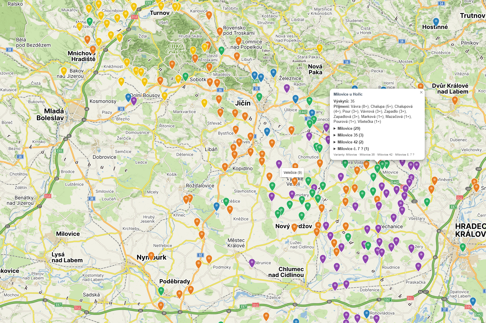 Ukázka genealogické mapy